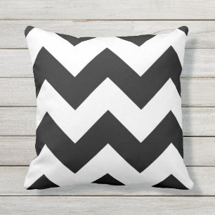 Black and White Chevron ZigzagOutdoor Pillows