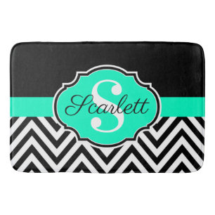 Black and White Chevrons Bath Mat
