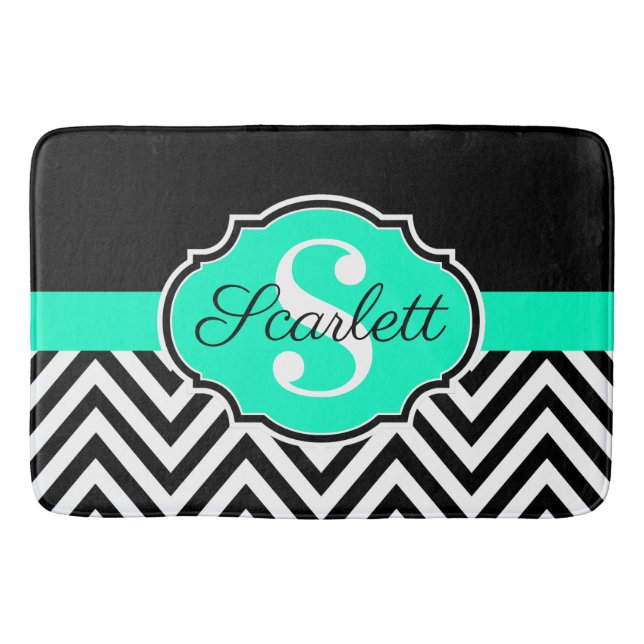 Black and White Chevrons Bath Mat (Front)