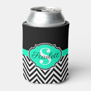 Black and White Chevrons Can Cooler
