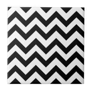 Black And White Chevrons Ceramic Tile