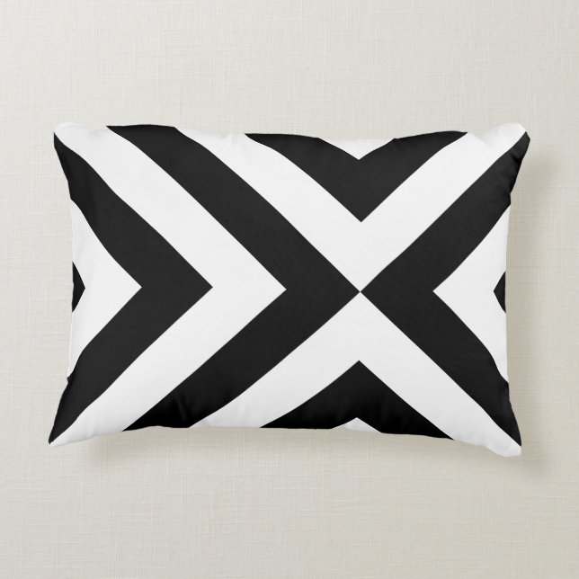 Black and White Chevrons Decorative Cushion (Back)
