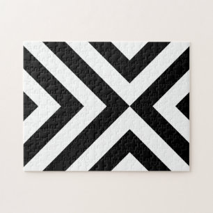 Black and White Chevrons Jigsaw Puzzle