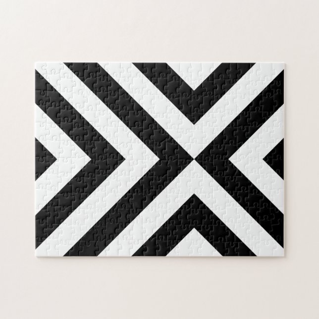 Black and White Chevrons Jigsaw Puzzle (Horizontal)