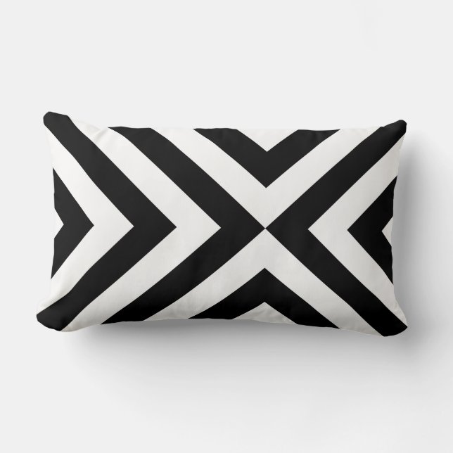 Black and White Chevrons Lumbar Cushion (Front)