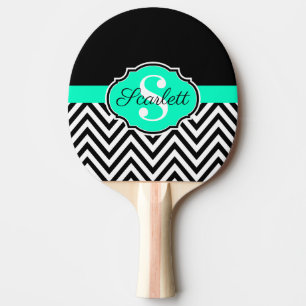 Black and White Chevrons Ping Pong Paddle