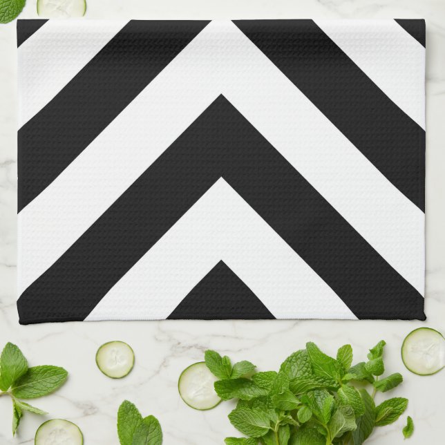 Black and White Chevrons Tea Towel (Folded)