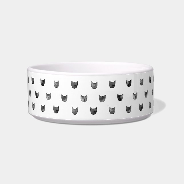 Black and White Chic Cute Cat Pattern Bowl (Left)