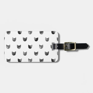 Black and White Chic Cute Cat Pattern Luggage Tag