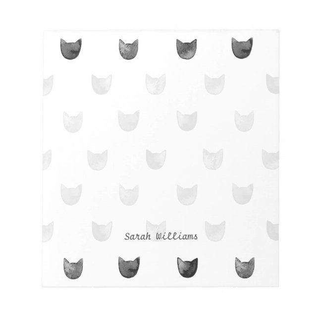 Black and White Chic Cute Cat Pattern Notepad (Front)