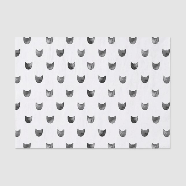 Black and White Chic Cute Cat Pattern Tissue Paper (Front)