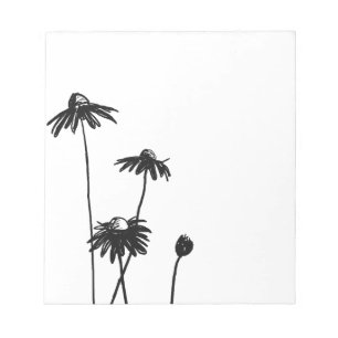 Black and White Chic Flower Notepad