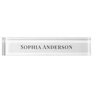 Black and White Chic Professional Text Nameplate