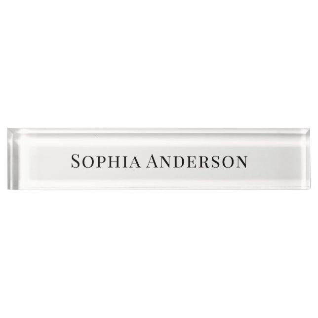 Black and White | Chic Professional Text Nameplate (Front)