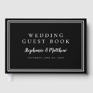 Black and White Chic Simple Minimalist Wedding Guest Book