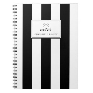 Black and White Chic Vertical Stripes Personalised Notebook