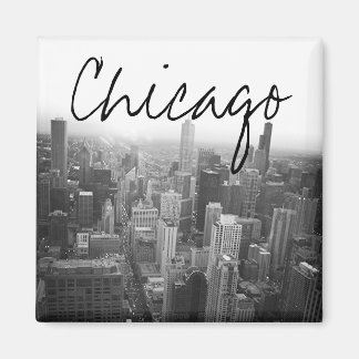 Black and White Chicago Skyline Magnet