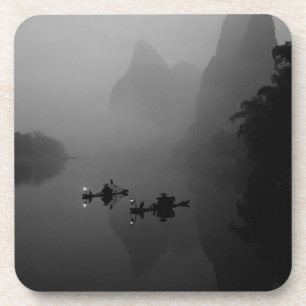 Black and white, China, Li River, Fisherman on Coaster