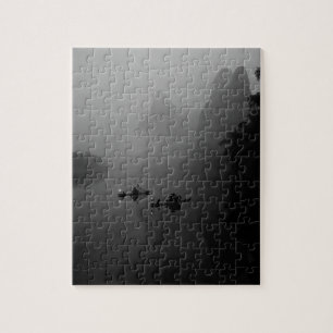 Black and white, China, Li River, Fisherman on Jigsaw Puzzle