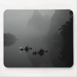 Black and white, China, Li River, Fisherman on Mouse Pad