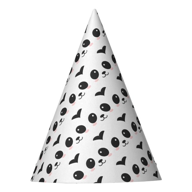 Black and White Chinese Panda Bear Pink Party Hat (Front)