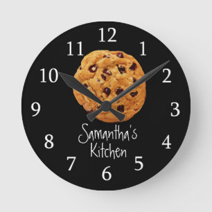 Black And White Chocolate Chip Kitchen Round Clock