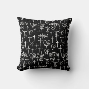 Black and White Christian Pattern Cushion