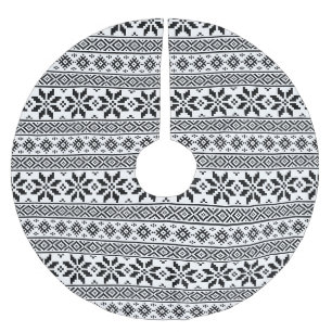 Black and white christmas brushed polyester tree skirt
