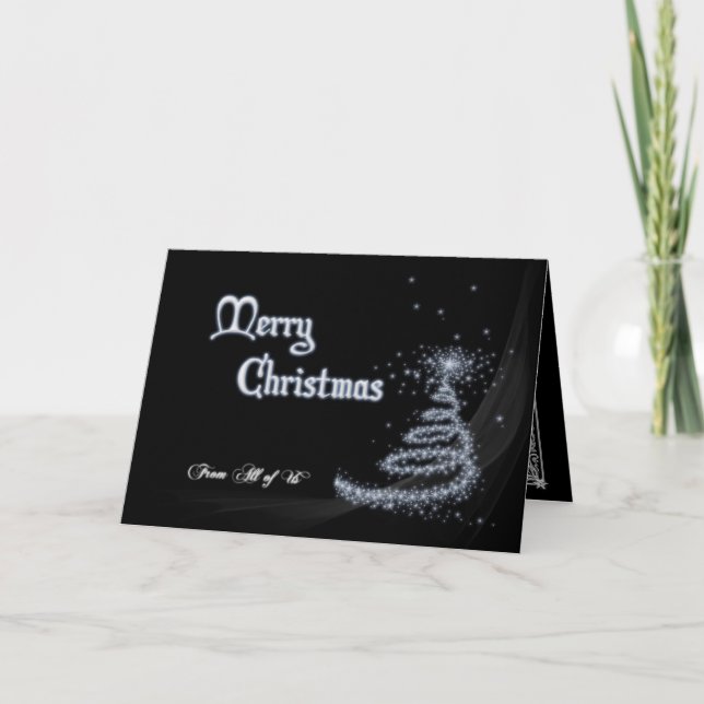 Black and white Christmas card from us all (Front)