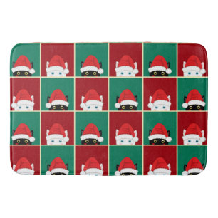 Black And White Christmas Cats Bath Mat