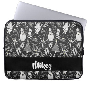 Black and white Christmas characters Laptop Sleeve