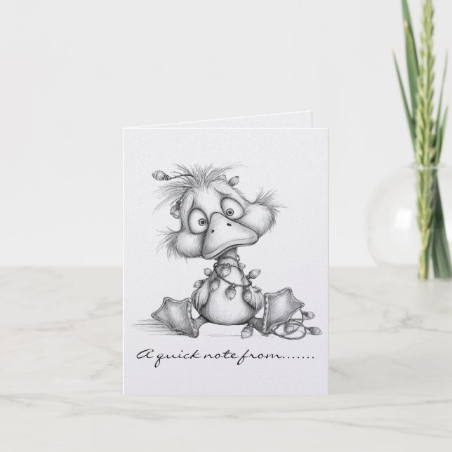 Black and White Christmas Duck Note Card (Front)