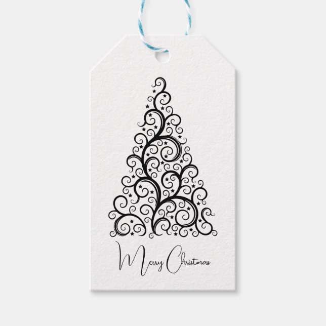 Black and White Christmas Gift Tags (Front)