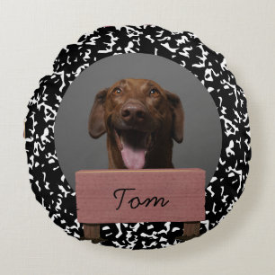 black and white christmas holiday Custom Dog Round Cushion