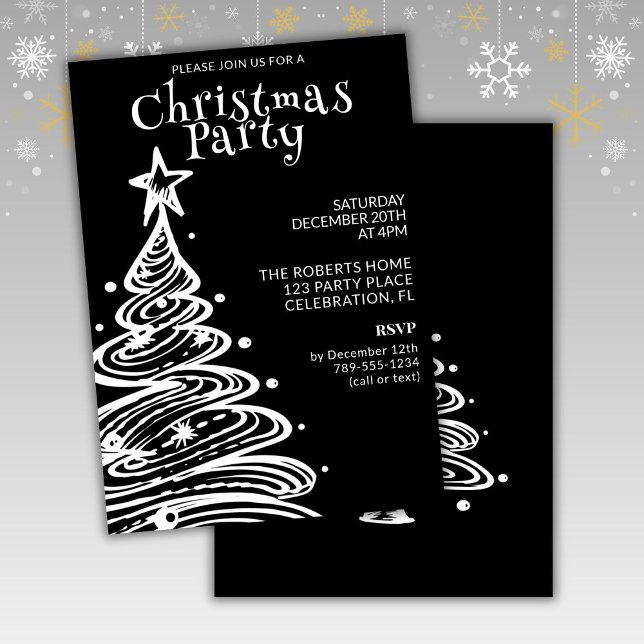 Black and White Christmas Party Invitation (Creator Uploaded)