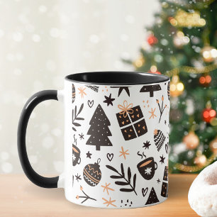 Black and White Christmas Pattern, Mug