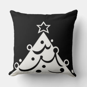 Black and White Christmas Save The Tree Cushion