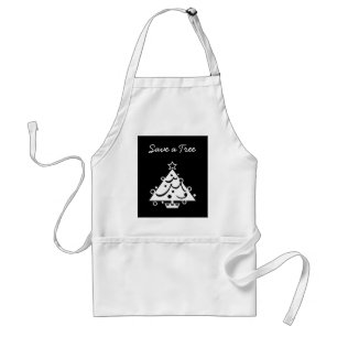 Black and White Christmas Save The Tree Standard Apron