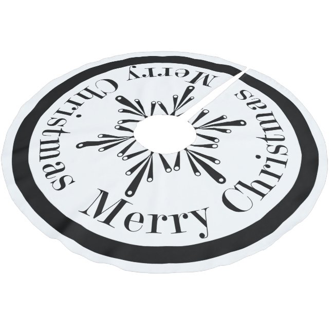 Black and white Christmas Snowflake Tree Skirt (Angled)