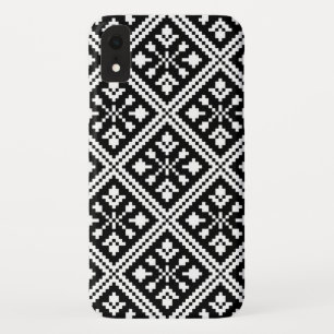 Black and White Christmas Snowflakes Pattern iPhone XR Case
