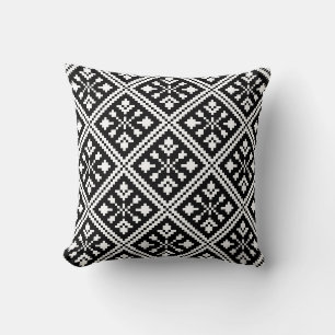 Black and White Christmas Snowflakes Pattern Cushion