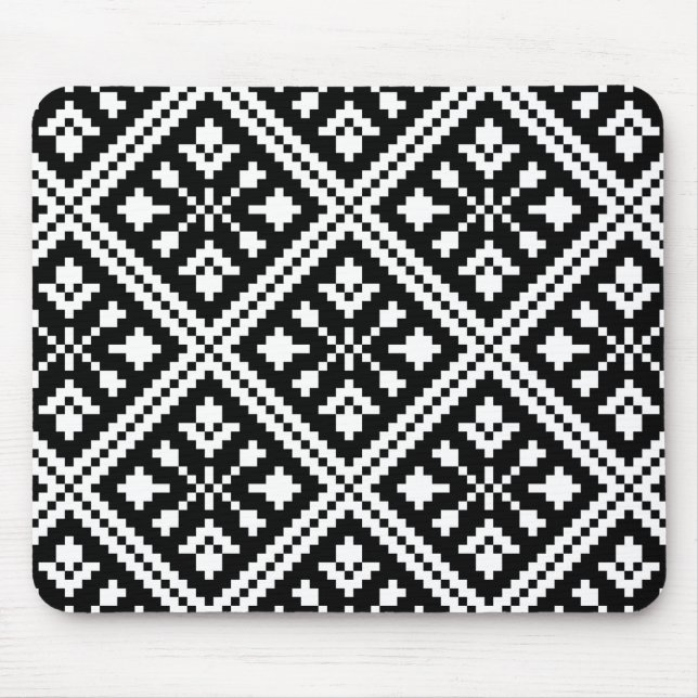 Black and White Christmas Snowflakes Pattern Mouse Pad (Front)