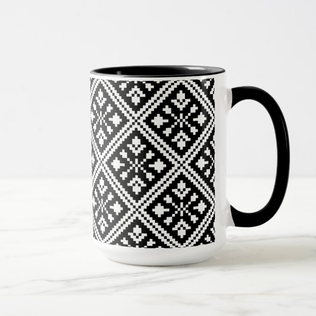Black and White Christmas Snowflakes Pattern Mug (Right)