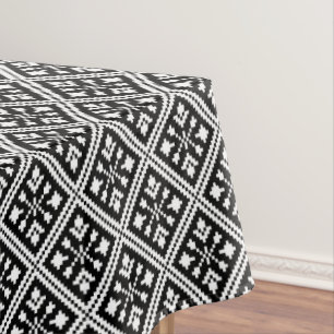 Black and White Christmas Snowflakes Pattern Tablecloth
