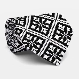 Black and White Christmas Snowflakes Pattern Tie