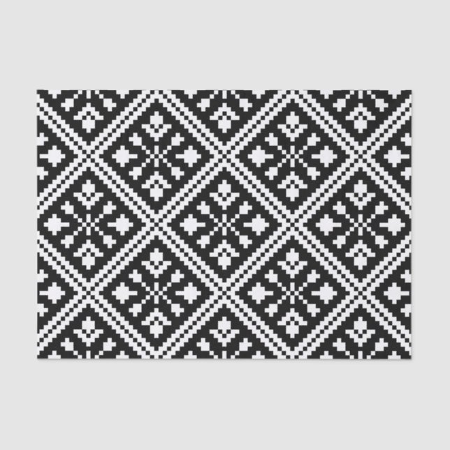 Black and White Christmas Snowflakes Pattern Tissue Paper (Front)