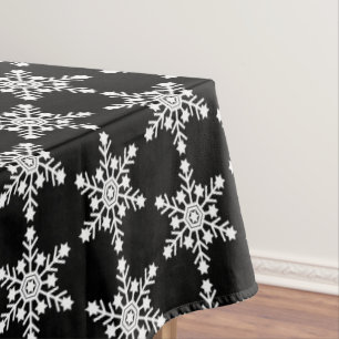 Black and White Christmas Snowflakes Tablecloth