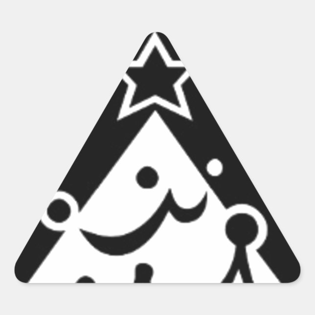 Black and White Christmas Star Triangle Sticker (Front)