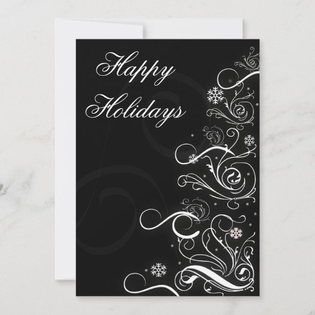 Black and White Christmas Tree Corporal Holiday Card (Front)