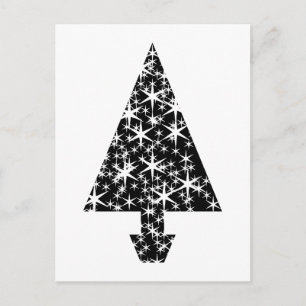 Black and White Christmas Tree Design. Holiday Postcard